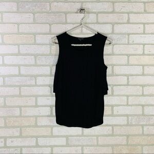 Theory Black Lumpkin Tiered Scoop Neck Tank Top Size S